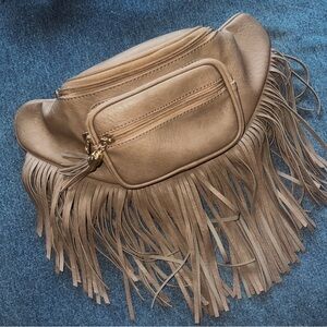 Fringed Tan Belt Bag/ Fanny Pack